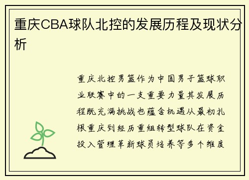 重庆CBA球队北控的发展历程及现状分析